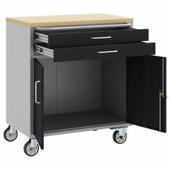 Trolley Rolling Workbench and Grey 75 x 45 x 85 cm Black with 2 drawers
