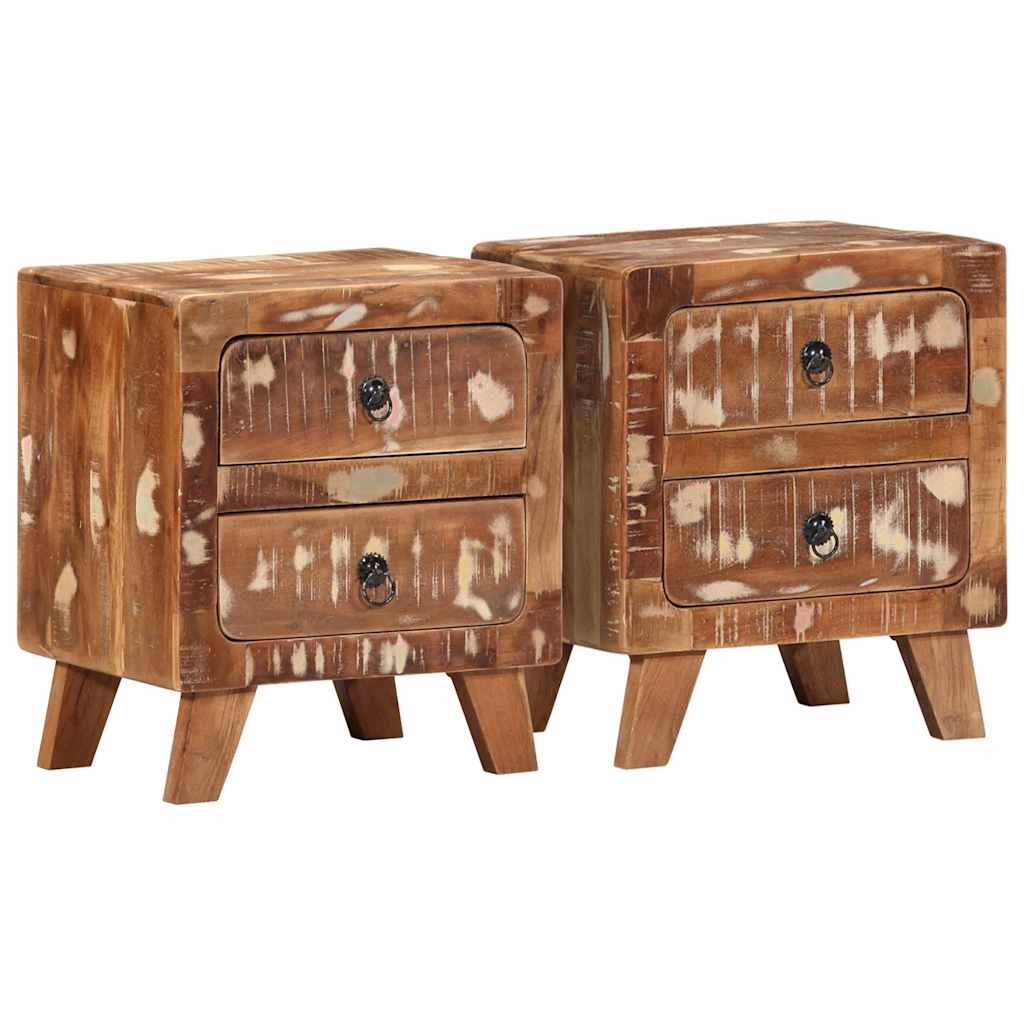 vidaXL Bedside Cabinet 2 pcs 40x32x46 cm Solid Wood Reclaimed 1