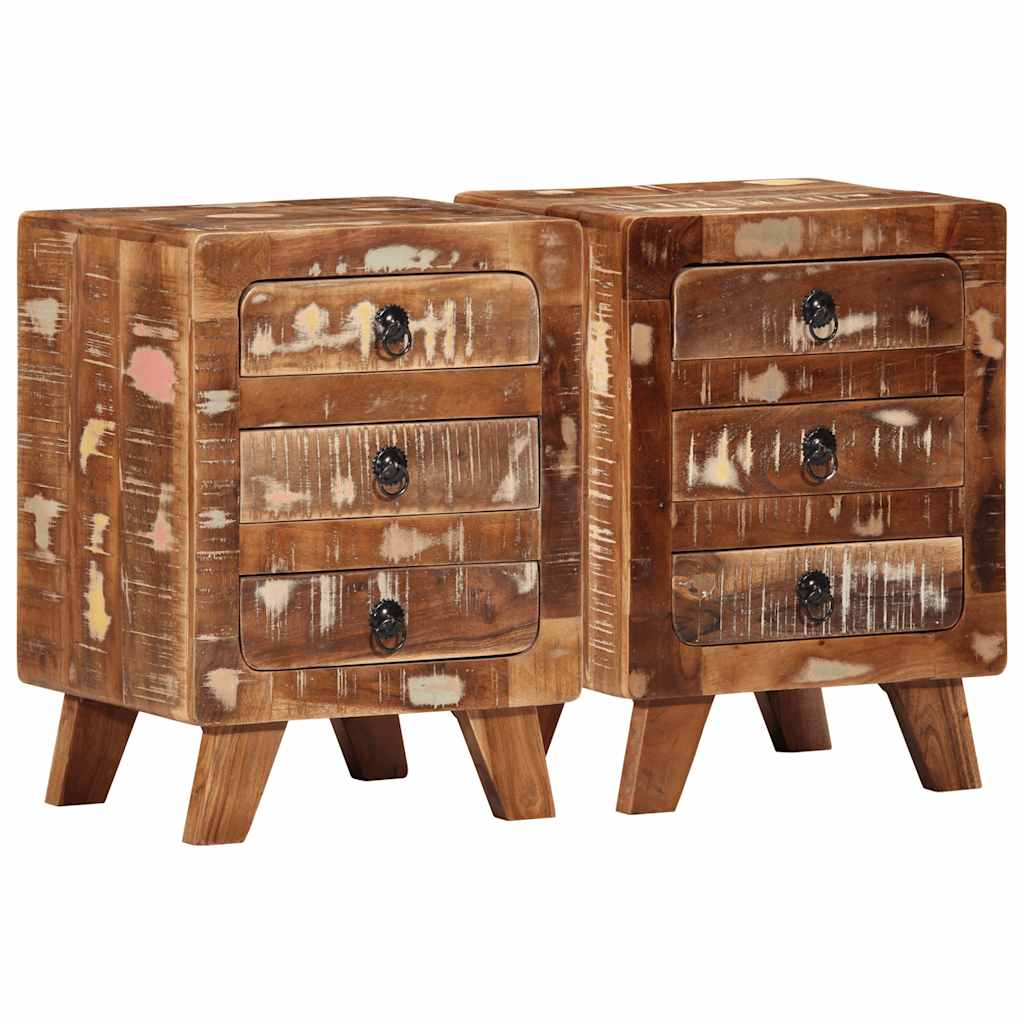 vidaXL Bedside Cabinet 2 pcs 37x32x50 cm Solid Wood Reclaimed 1