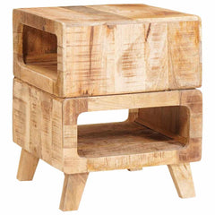 End Table with Shelf Brown 40 x 40 x 49 cm Solid Mango Wood Solid rough mango wood
