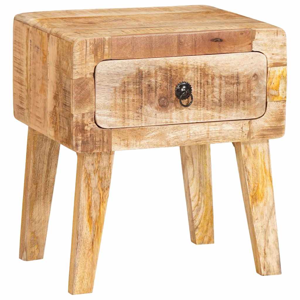 End Table with Drawer Brown Solid Mango Wood