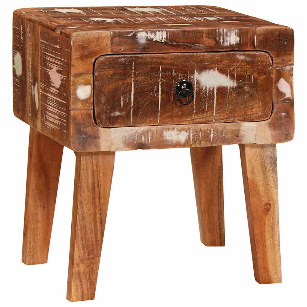 End Table with Drawer Brown Solid Mango Wood