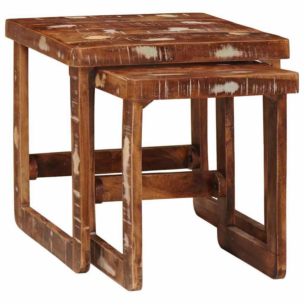 vidaXL Nesting Tables 2 pcs Brown 46 x 46 x 45 cm Solid Reclaim Wood 2