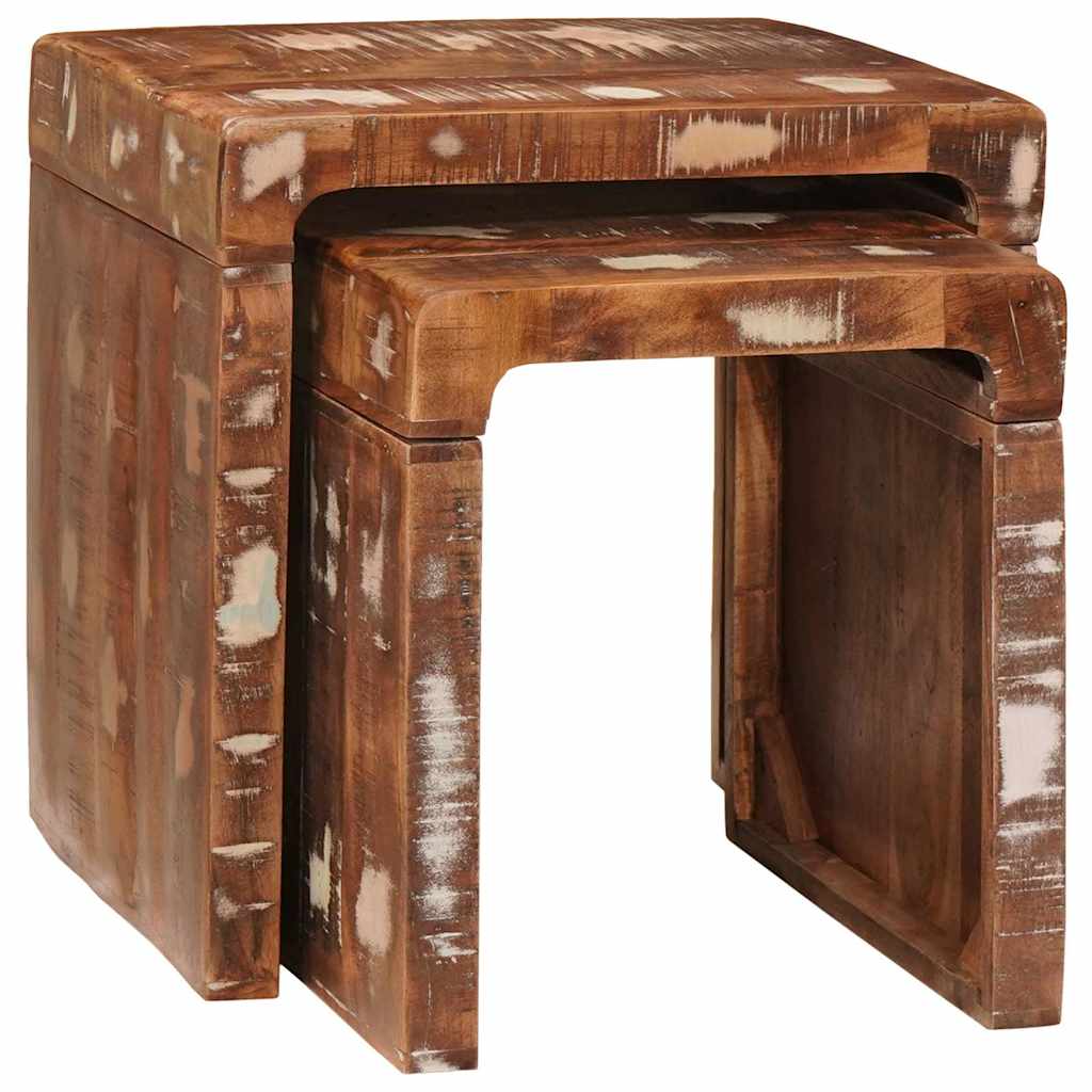 vidaXL Nesting Tables 2 pcs Brown 46 x 40 x 46 cm Solid Reclaim Wood 1