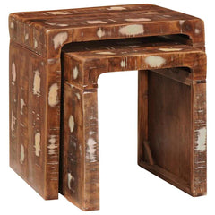 vidaXL Nesting Tables 2 pcs Brown 46 x 40 x 46 cm Solid Reclaim Wood 3