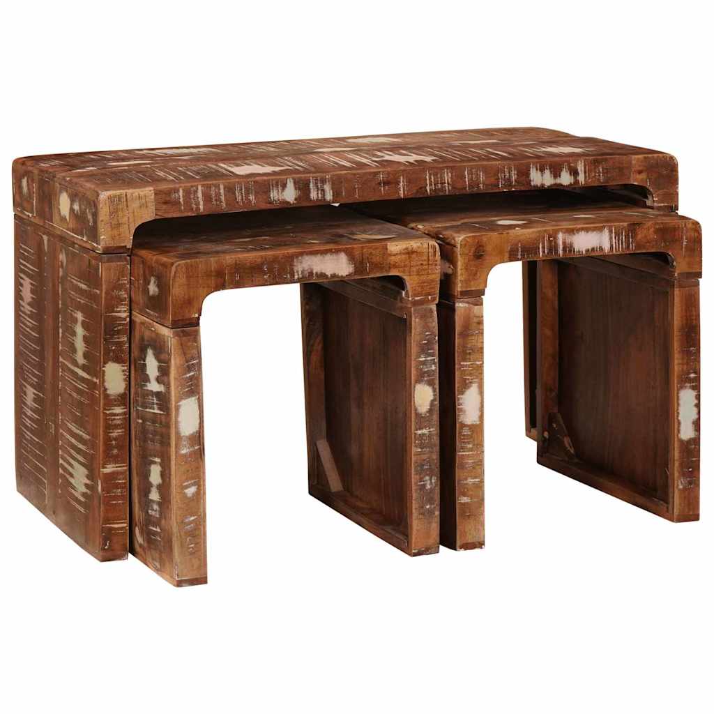 vidaXL Nesting Table 3 pcs Brown 82 x 40 x 46 cm Solid Reclaim Wood 2