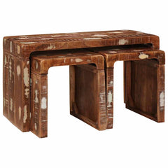vidaXL Nesting Table 3 pcs Brown 82 x 40 x 46 cm Solid Reclaim Wood 3