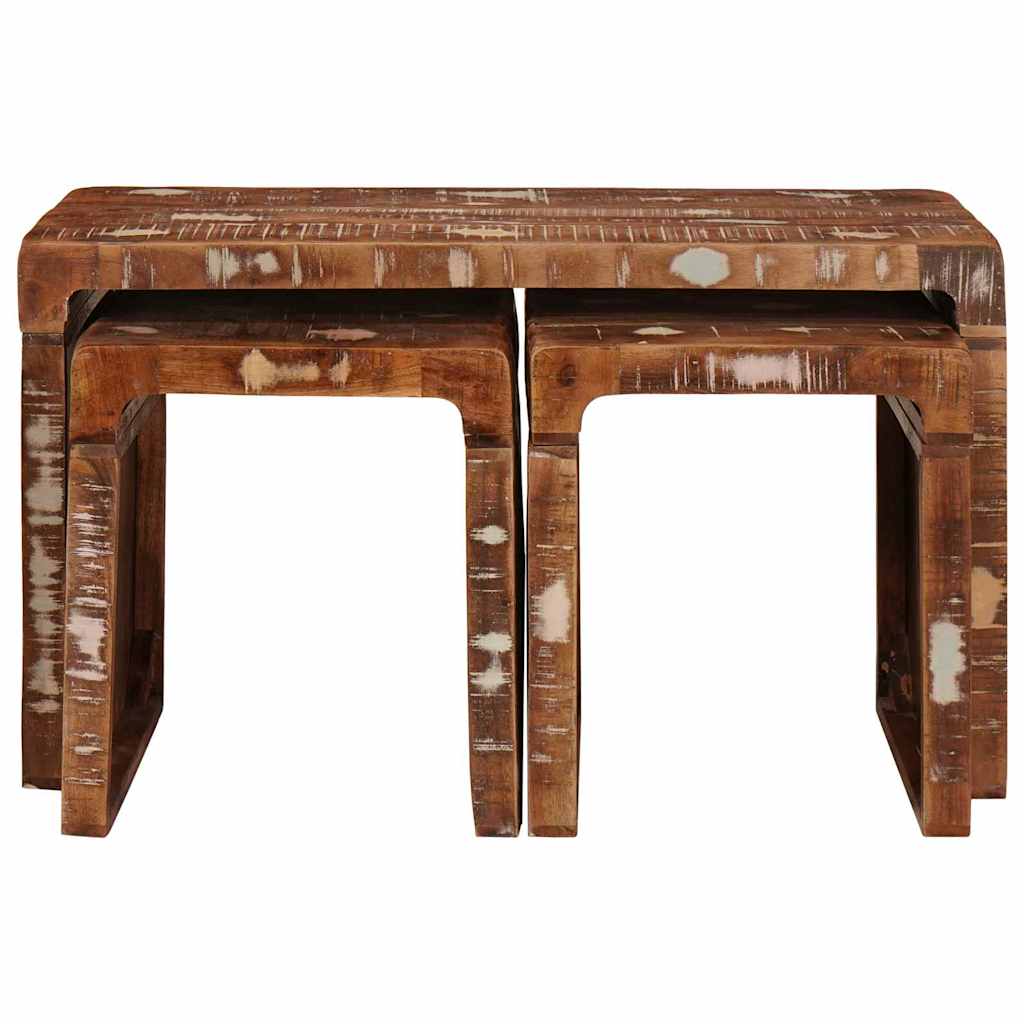 vidaXL Nesting Table 3 pcs Brown 82 x 40 x 46 cm Solid Reclaim Wood 4