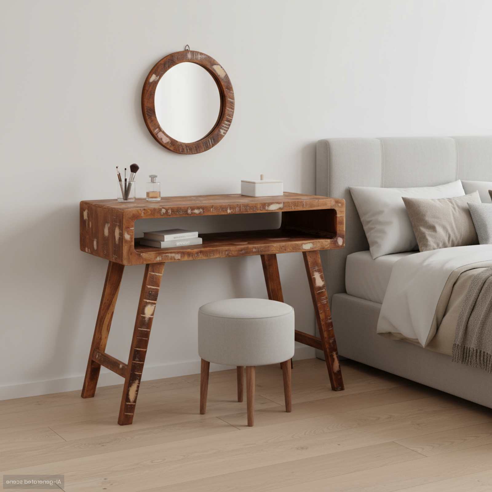 vidaXL Dressing Table Brown 90 x 76 x 45 cm Solid Reclaim Wood 1