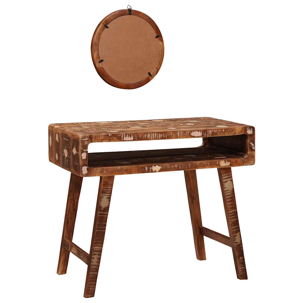 vidaXL Dressing Table Brown 90 x 76 x 45 cm Solid Reclaim Wood 6