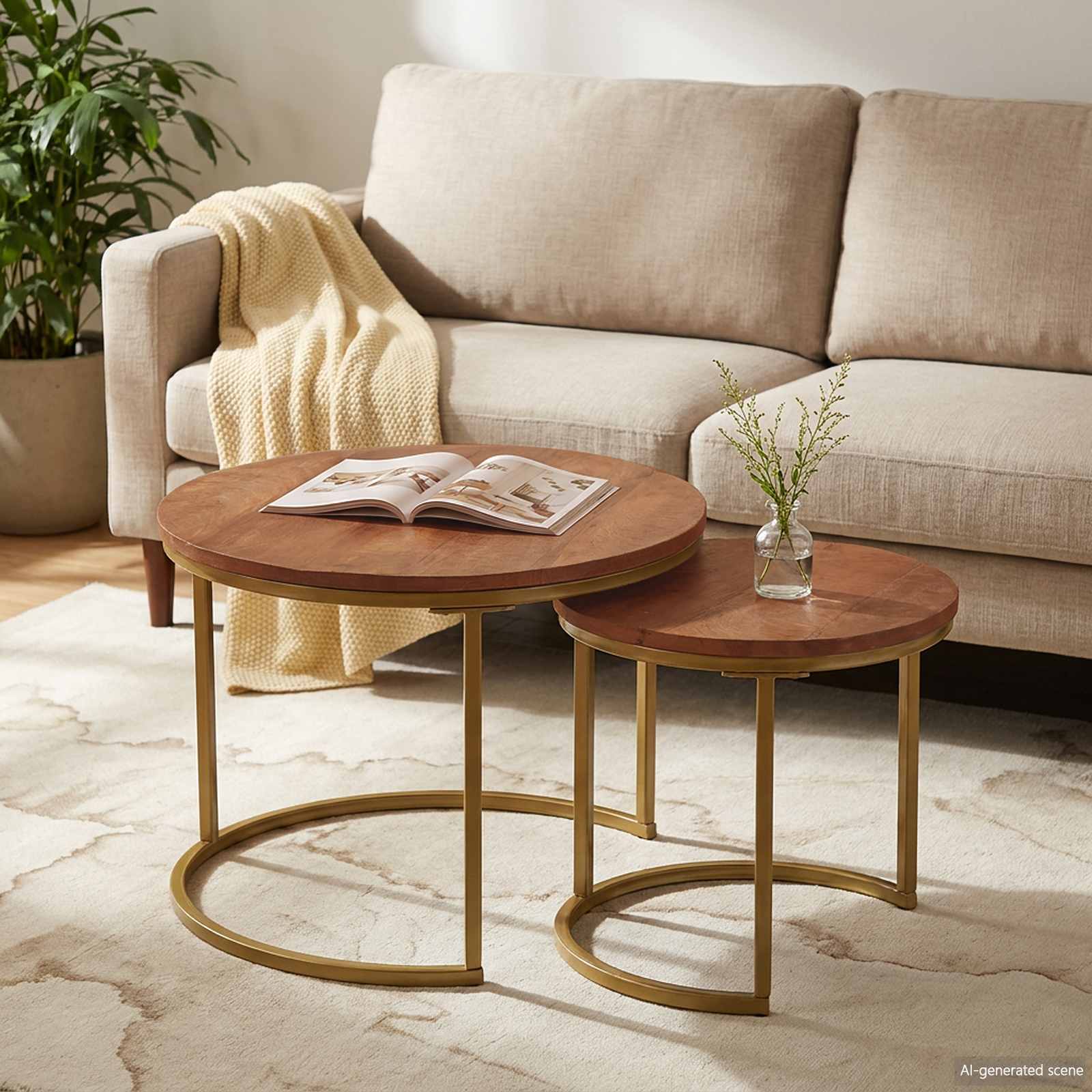 vidaXL Nesting Coffee Tables 2 pcs Honey Brown 50 x 50 x 40 cm 1