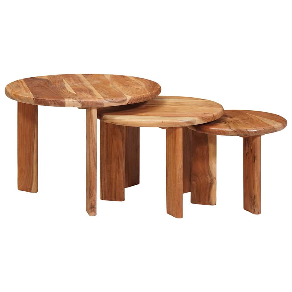 vidaXL Nesting Coffee Tables 3 pcs Brown Ø 54 x 40 cm 1