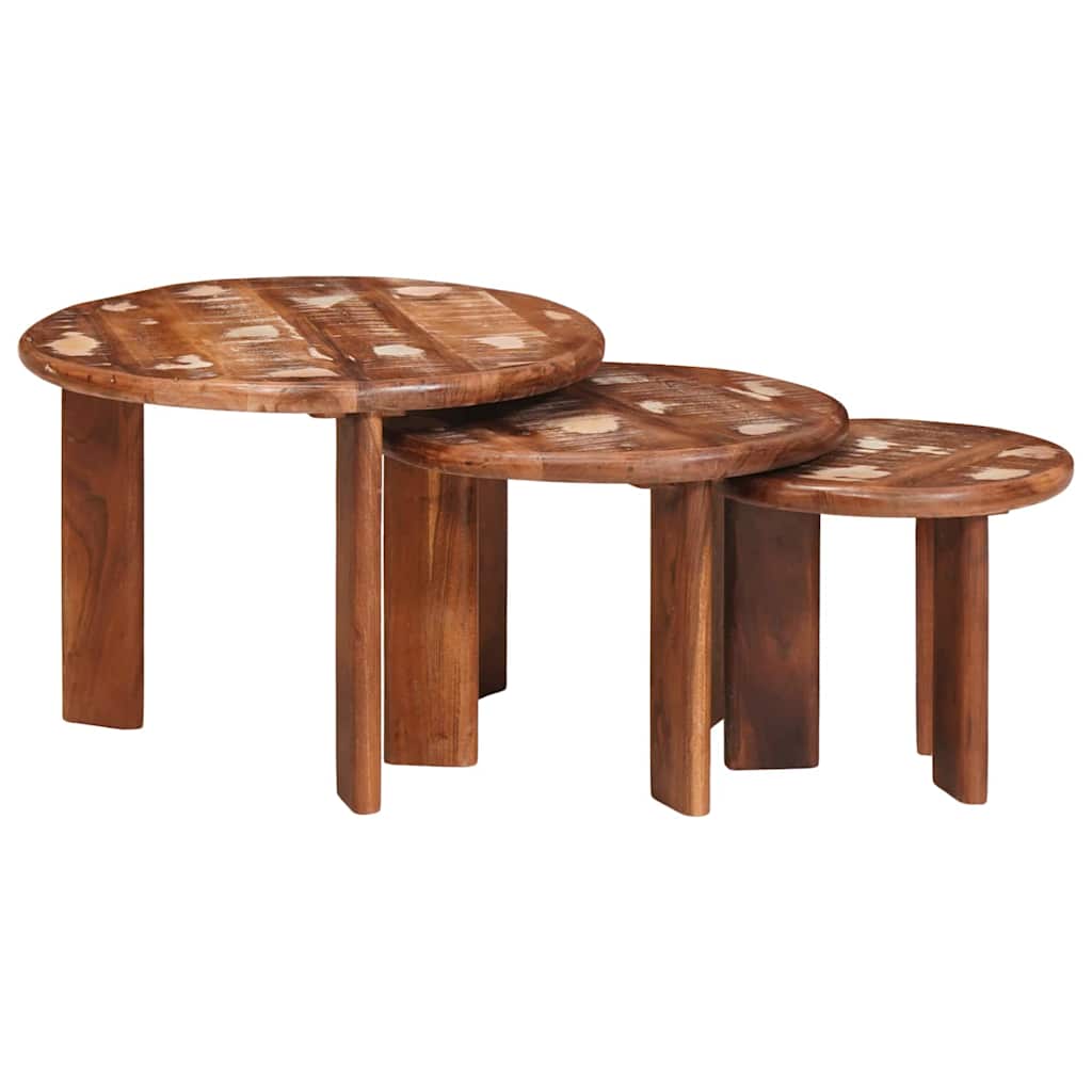 vidaXL Nesting Coffee Tables 3 pcs Multicolour Ø 54 x 40 cm 2