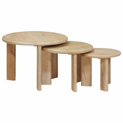 vidaXL Nesting Coffee Tables 3 pcs Black Ø 54 x 40 cm Solid Mango Wood 1
