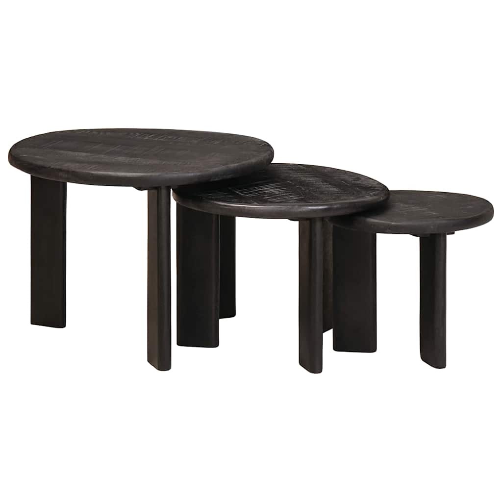 vidaXL Nesting Coffee Tables 3 pcs White Ø 54 x 40 cm Solid Mango Wood 1