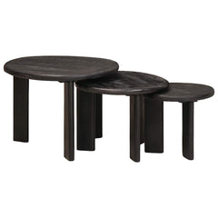 vidaXL Nesting Coffee Tables 3 pcs White Ø 54 x 40 cm Solid Mango Wood 1