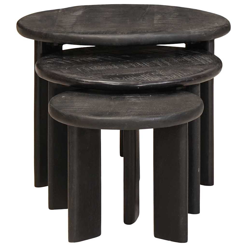 vidaXL Nesting Coffee Tables 3 pcs White Ø 54 x 40 cm Solid Mango Wood 2