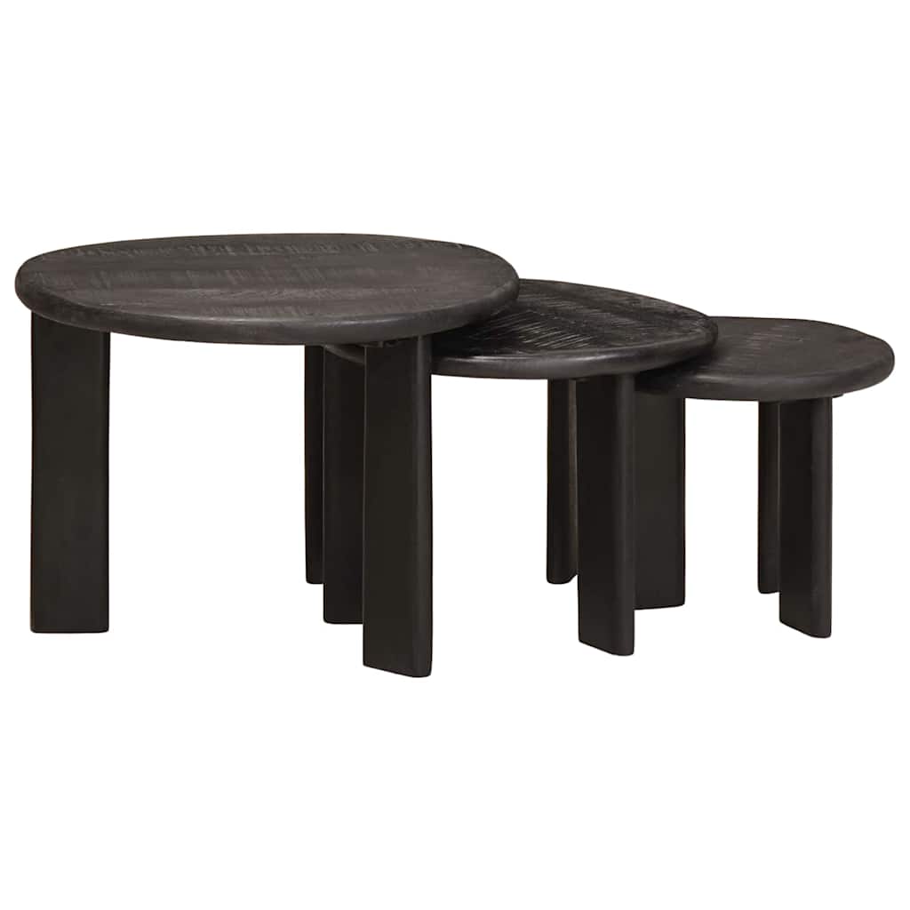 vidaXL Nesting Coffee Tables 3 pcs White Ø 54 x 40 cm Solid Mango Wood 4