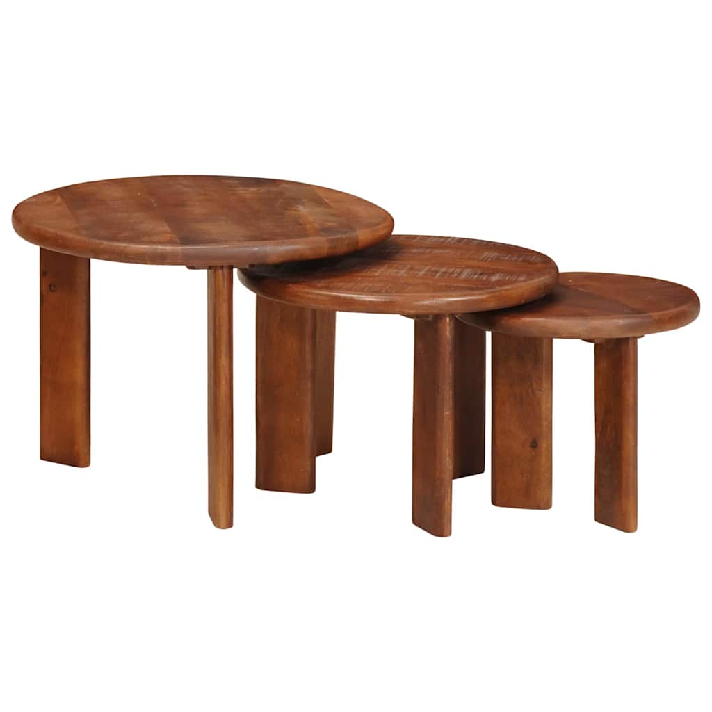 vidaXL Nesting Coffee Tables 3 pcs Honey Brown Ø 54 x 40 cm 2