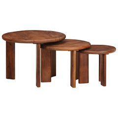 vidaXL Nesting Coffee Tables 3 pcs Honey Brown Ø 54 x 40 cm 3