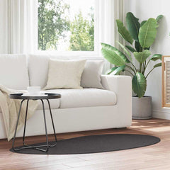 Carpet HUARTE 80 x 150 cm Polyester Oval-raindrop Anthracite