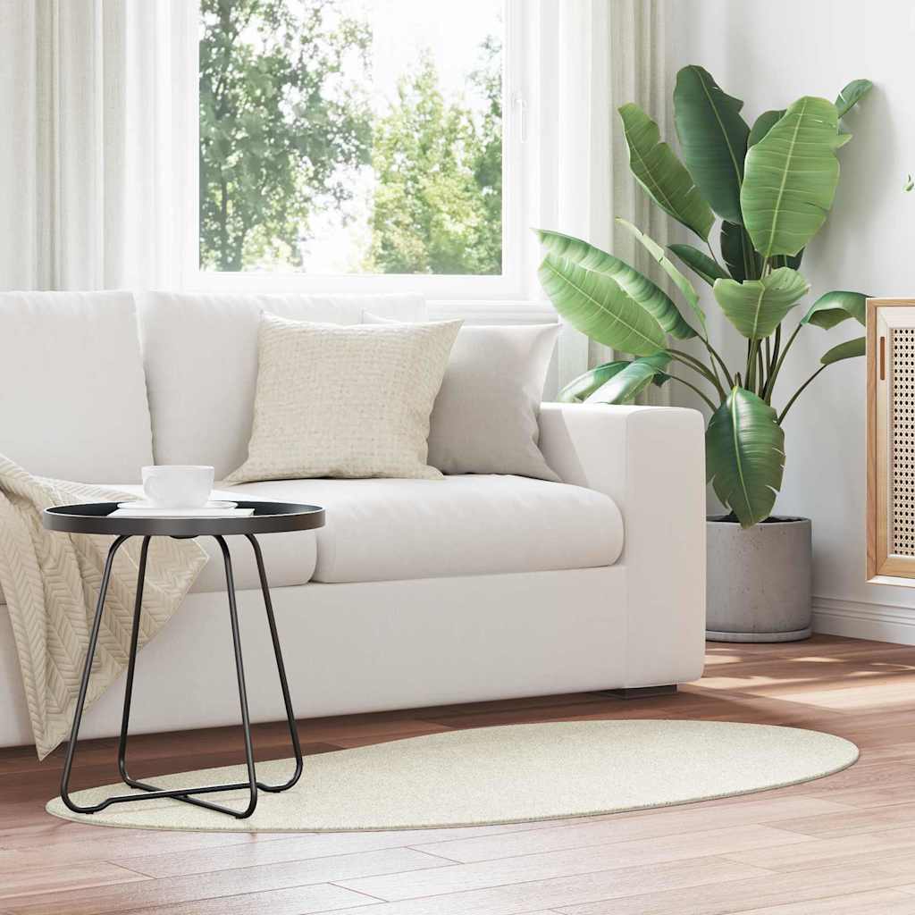 Carpet HUARTE 80 x 150 cm Polyester Oval-raindrop Cream