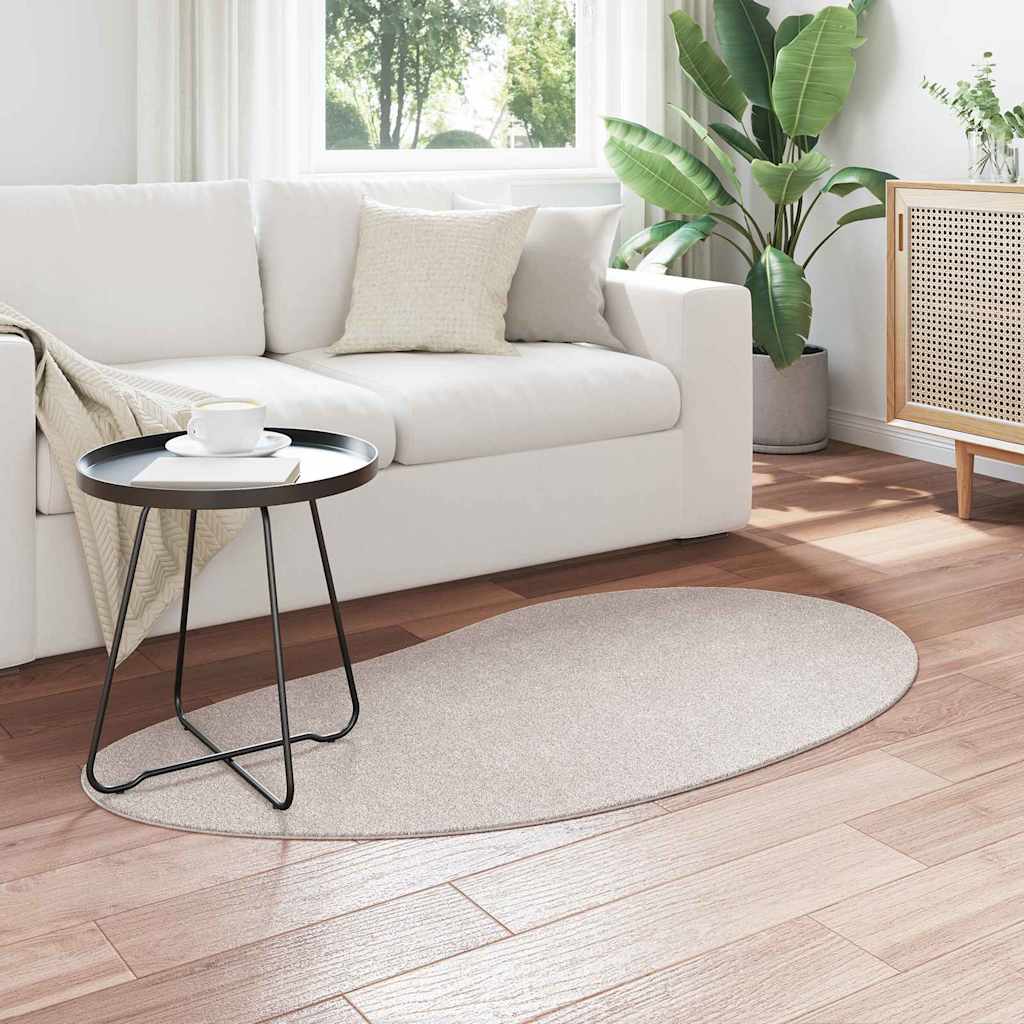 Carpet HUARTE 80 x 150 cm Polyester Oval-raindrop Sand