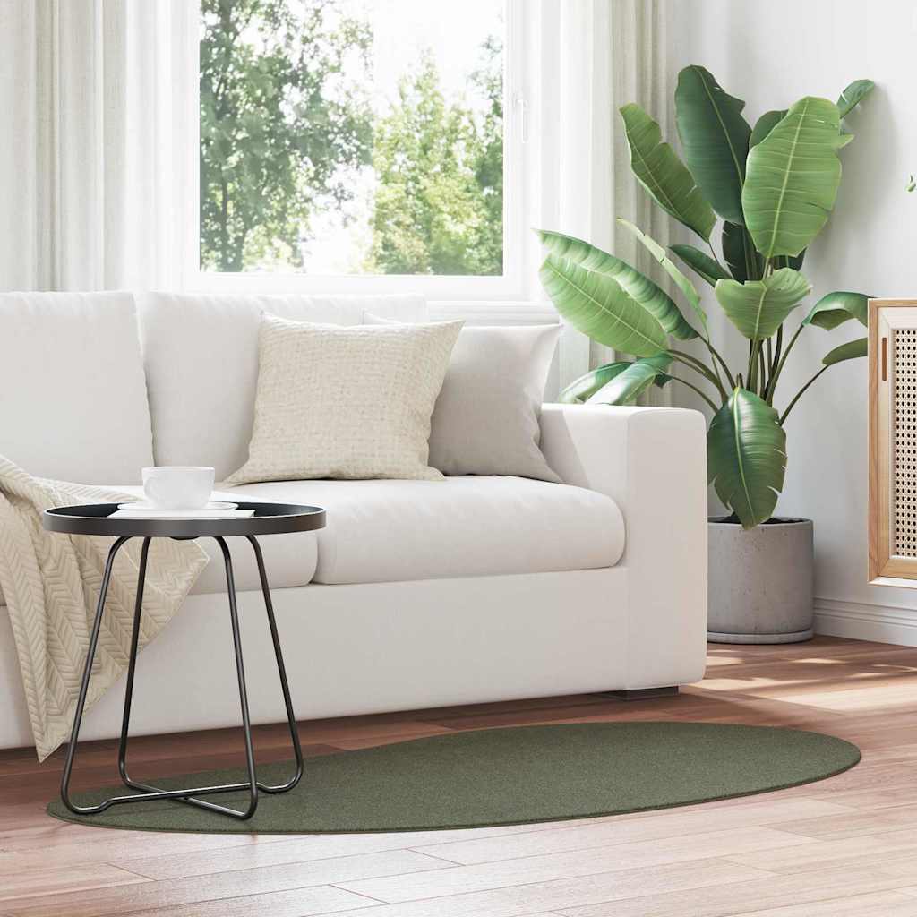 Carpet HUARTE 80 x 150 cm Polyester Oval-raindrop Forest green