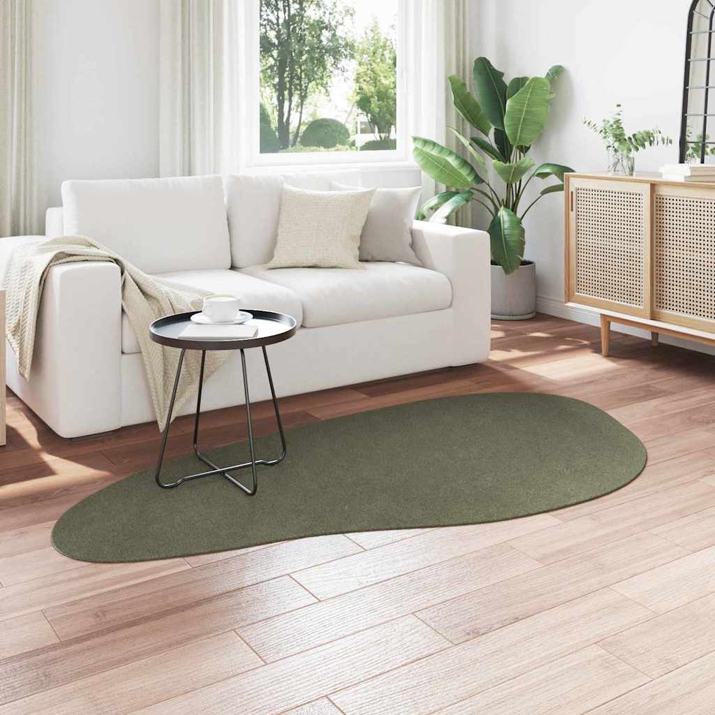 Carpet HUARTE Polyester Oval-wave Edge Length 200 cm Forest green 100 cm