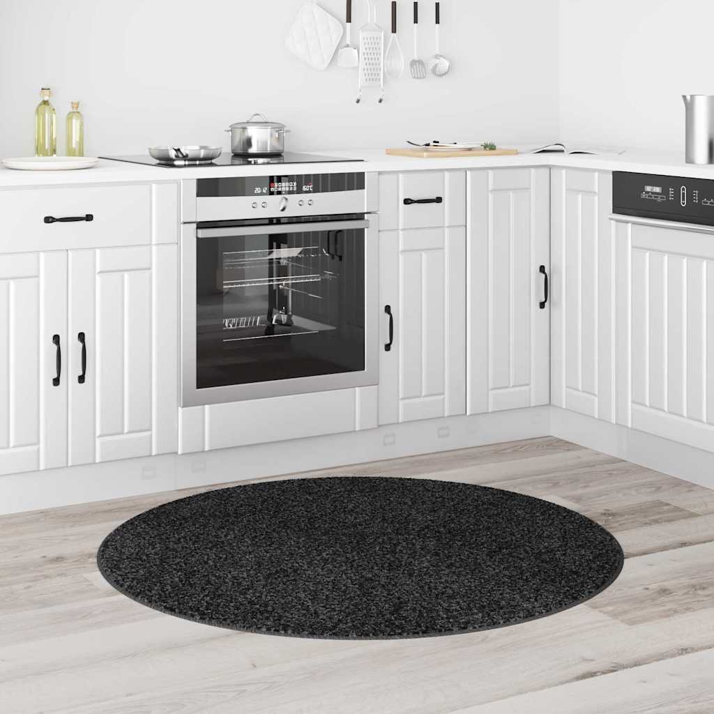 vidaXL Anti-slip Shaggy Rug Dark Grey 120 x 120 cm PP 3