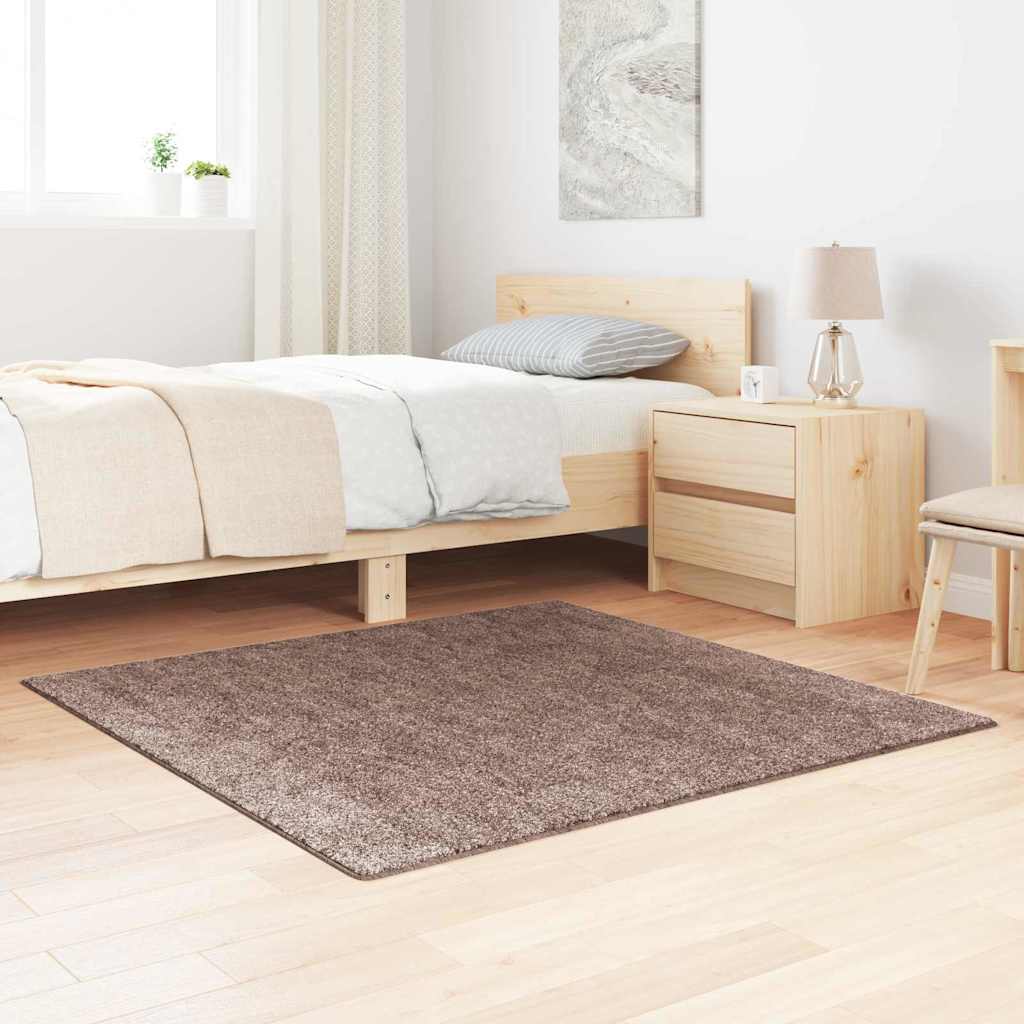 vidaXL Anti-slip Shaggy Rug Brown 120 x 120 cm PP 1