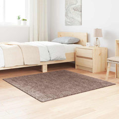 vidaXL Anti-slip Shaggy Rug Brown 120 x 120 cm PP 1