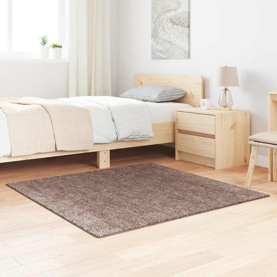 vidaXL Anti-slip Shaggy Rug Brown 120 x 120 cm PP 1
