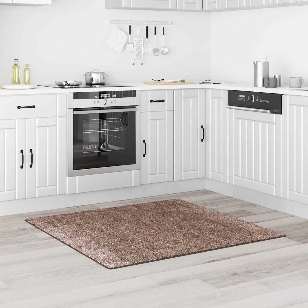 vidaXL Anti-slip Shaggy Rug Brown 120 x 120 cm PP 3