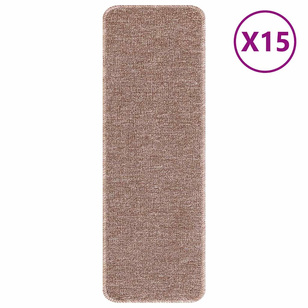 vidaXL Anti-slip Stair Mats 15 pcs 60 x 25 cm Light brown PP 2