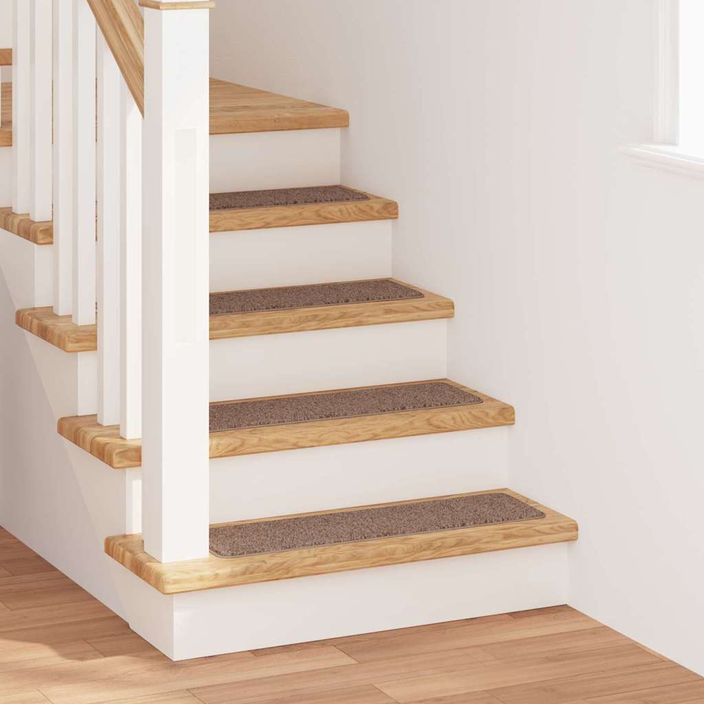 vidaXL Anti-slip Stair Mats 15 pcs 75 x 20 cm Brown PP Rectangular 1