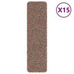 vidaXL Anti-slip Stair Mats 15 pcs 75 x 20 cm Brown PP Rectangular 2