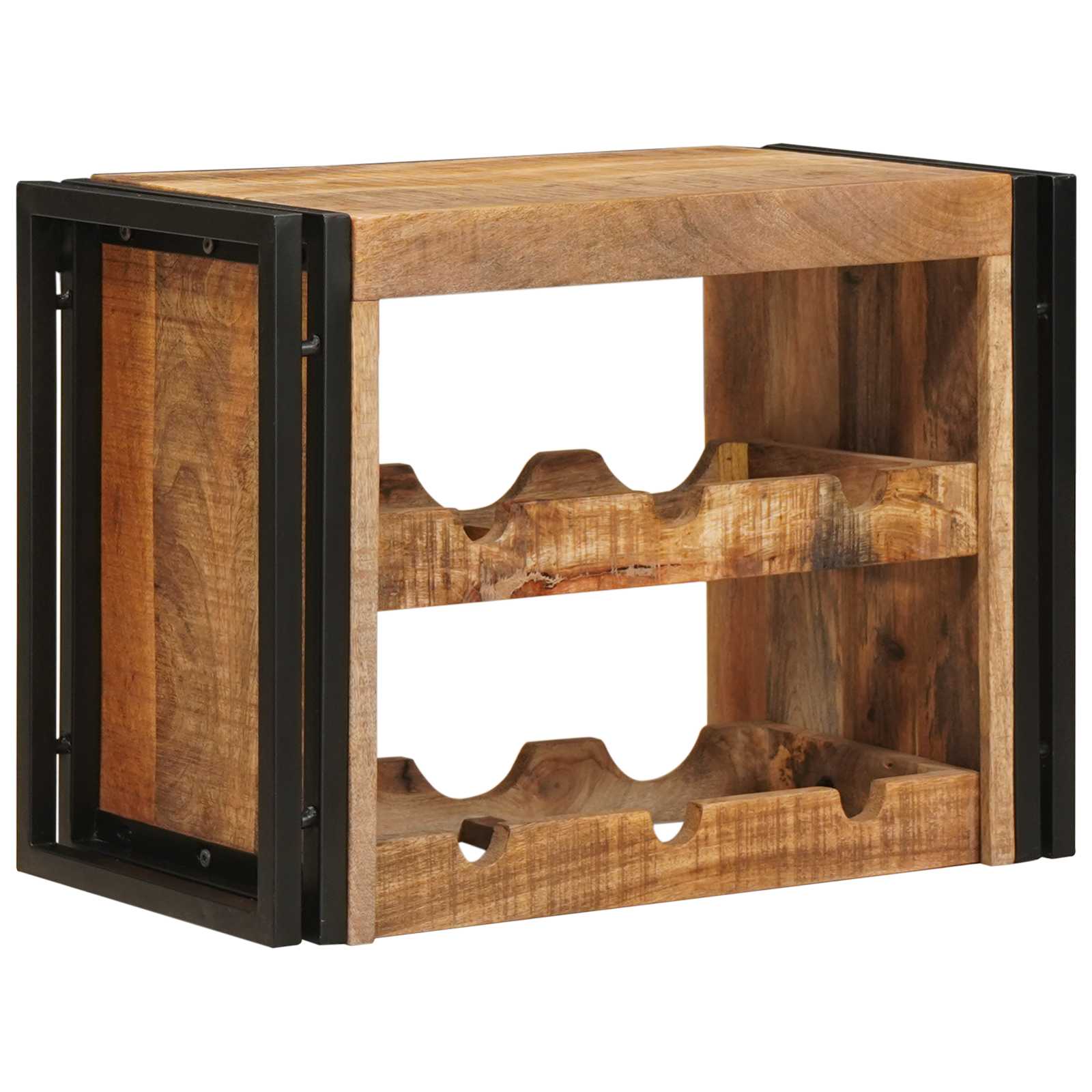 vidaXL Wine Rack Brown 60 x 45 x 33 cm Solid Rough Mango Wood 3