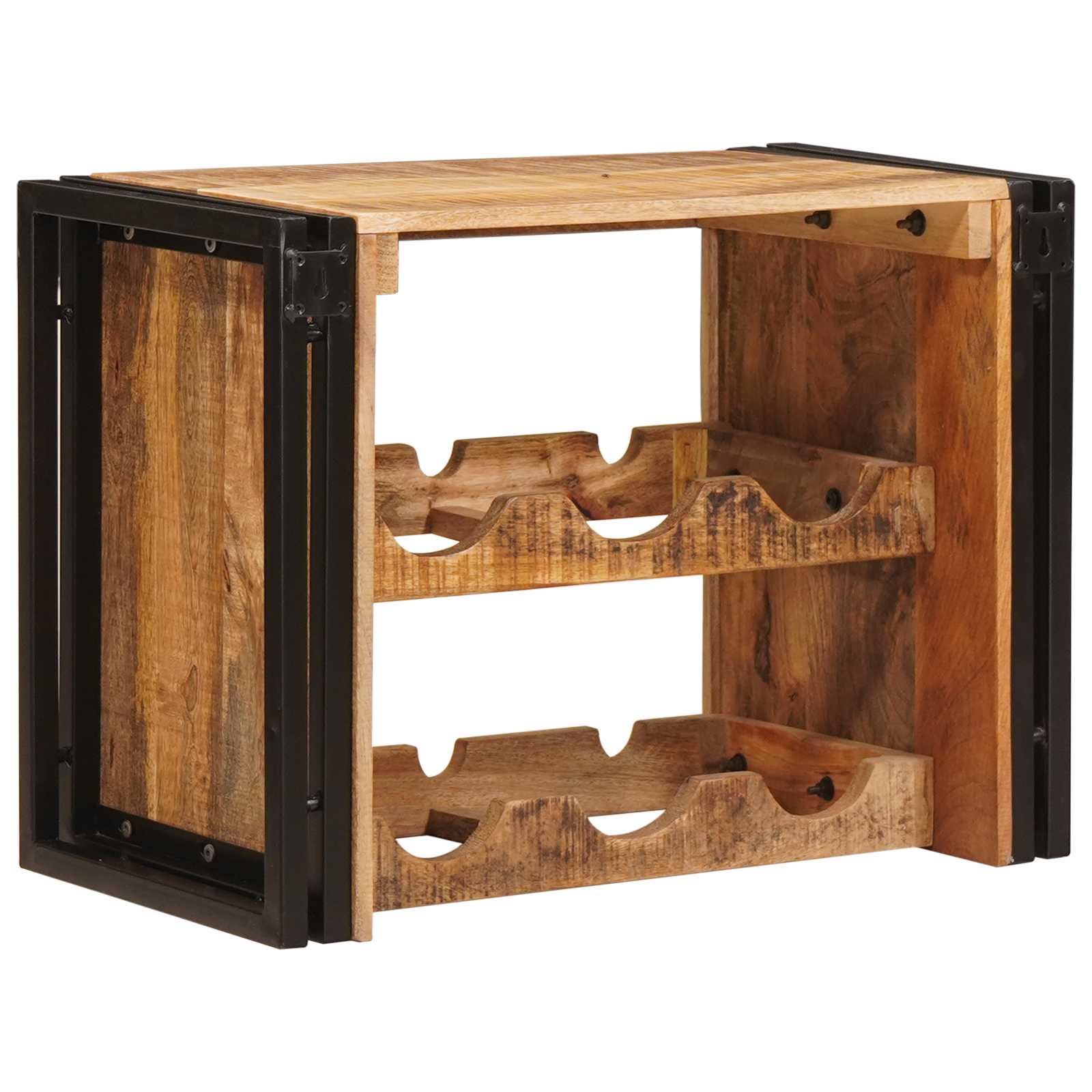 vidaXL Wine Rack Brown 60 x 45 x 33 cm Solid Rough Mango Wood 6