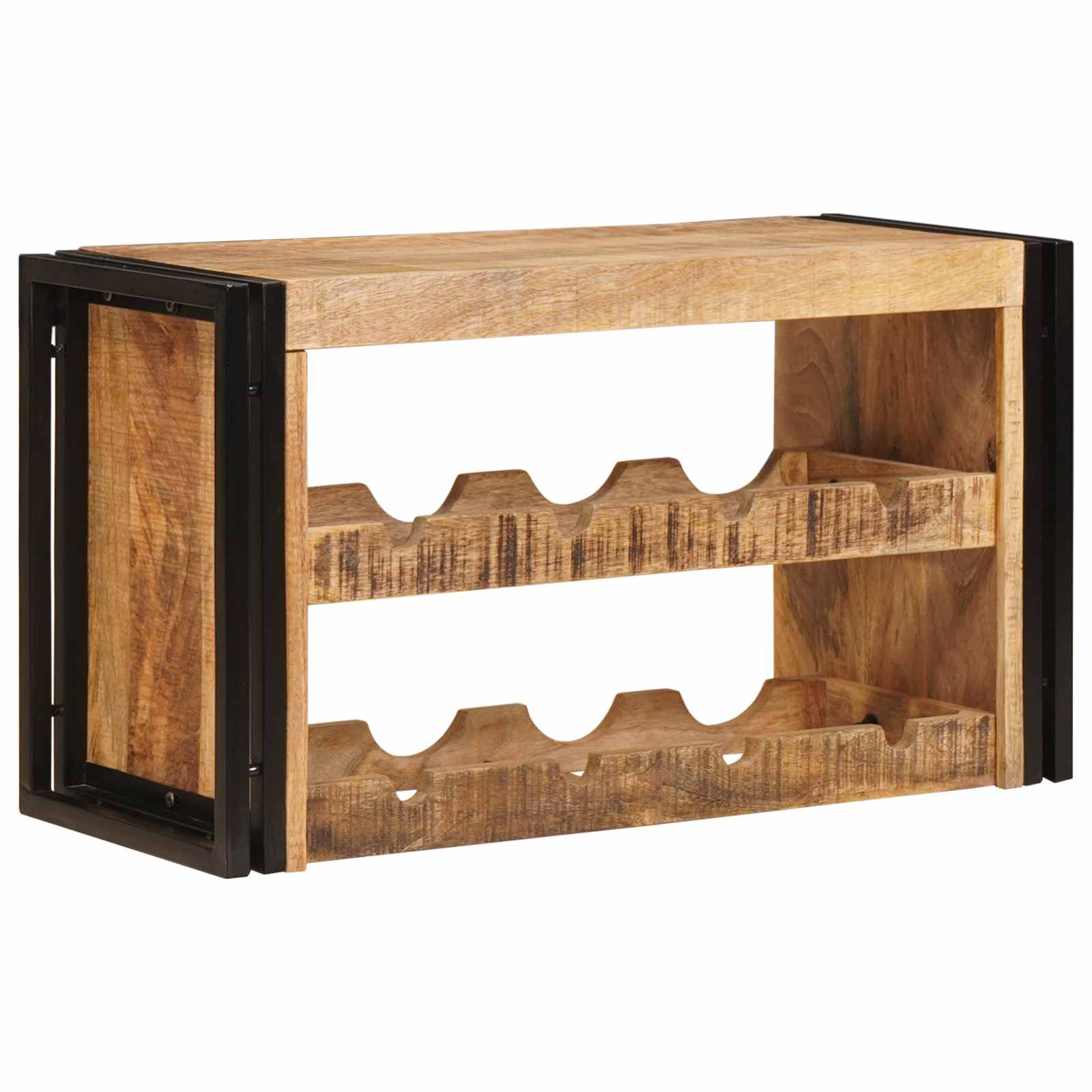 vidaXL Wine Rack Brown 80 x 45 x 33 cm Solid Rough Mango Wood 3
