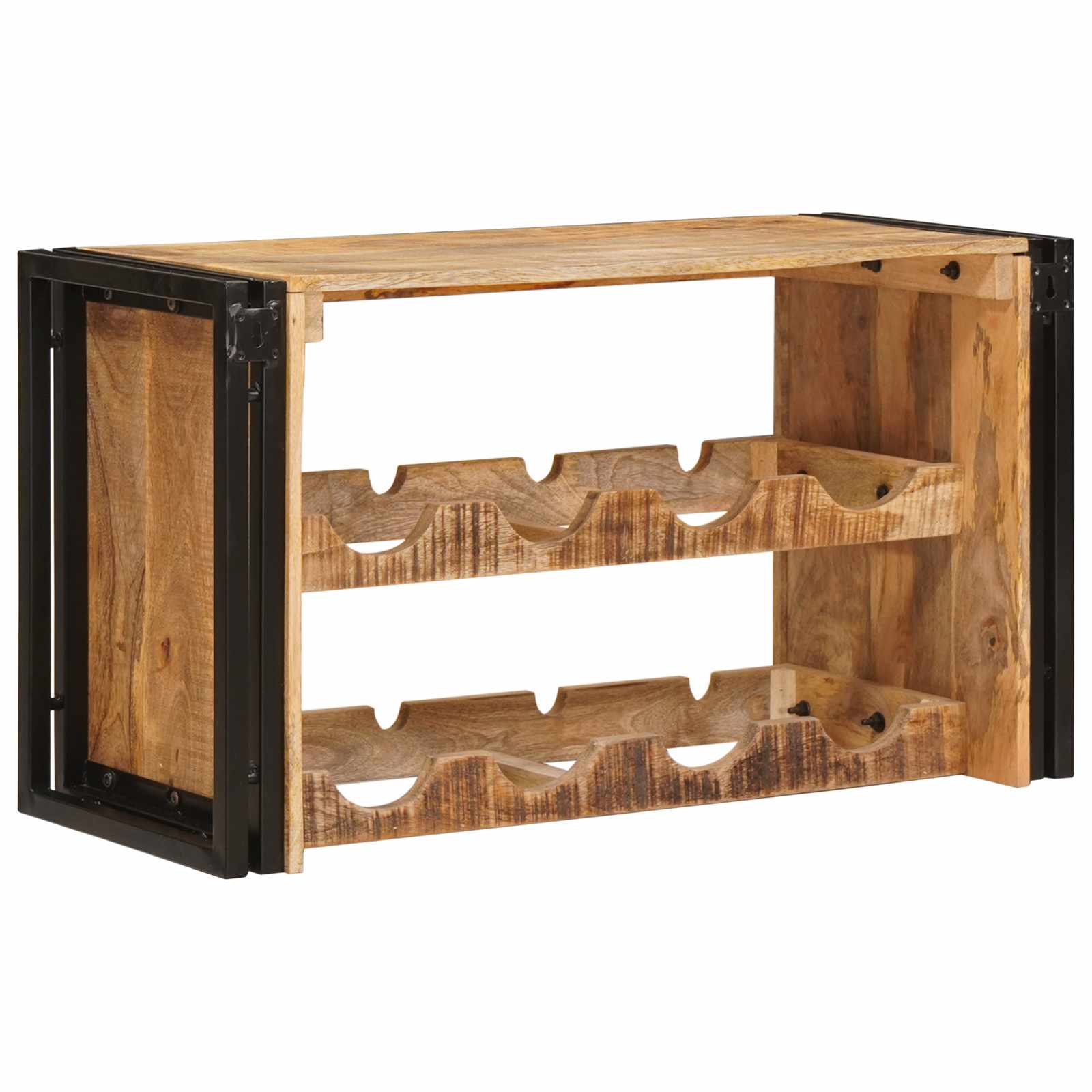 vidaXL Wine Rack Brown 80 x 45 x 33 cm Solid Rough Mango Wood 6