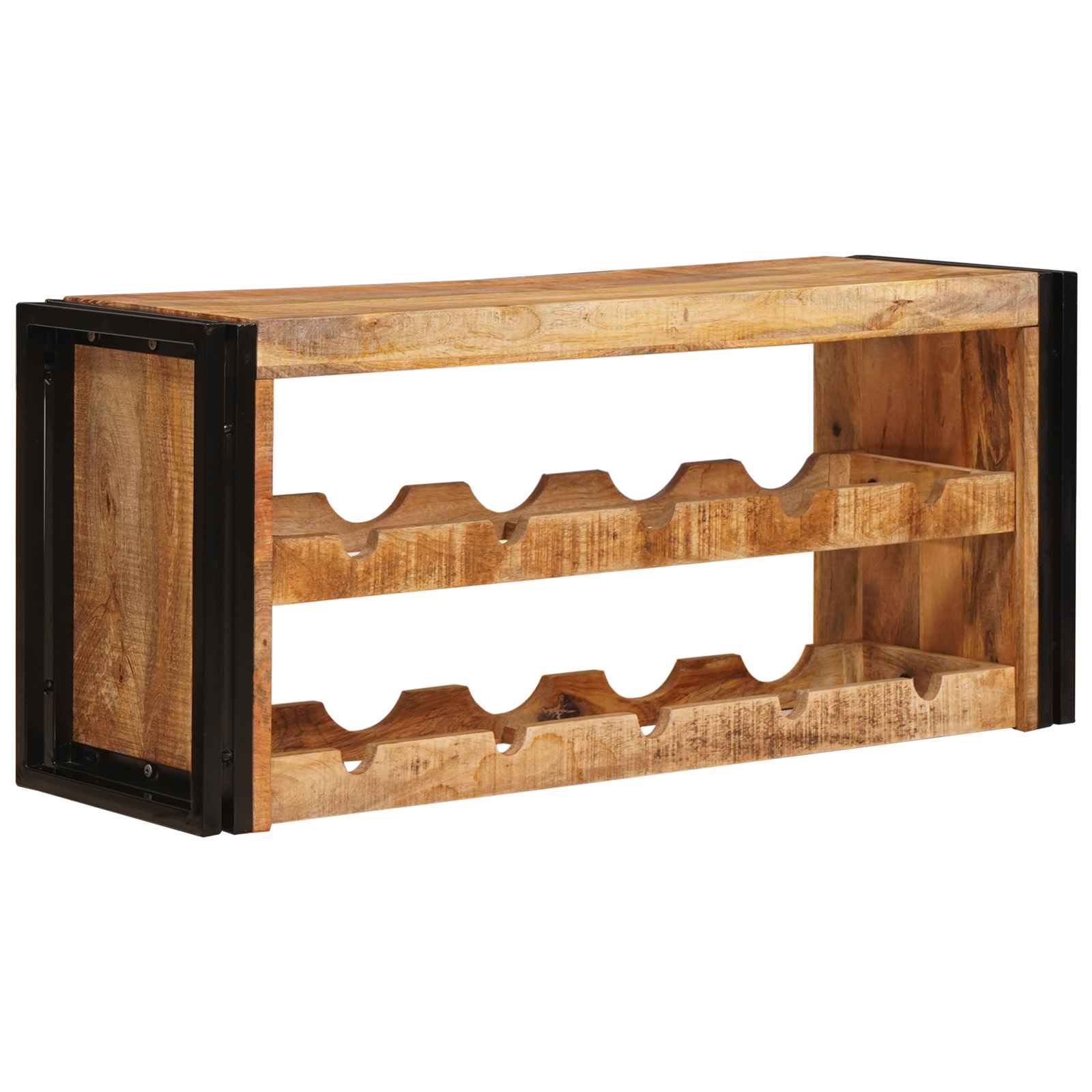 vidaXL Wine Rack Brown 100 x 45 x 33 cm Solid Rough Mango Wood 1