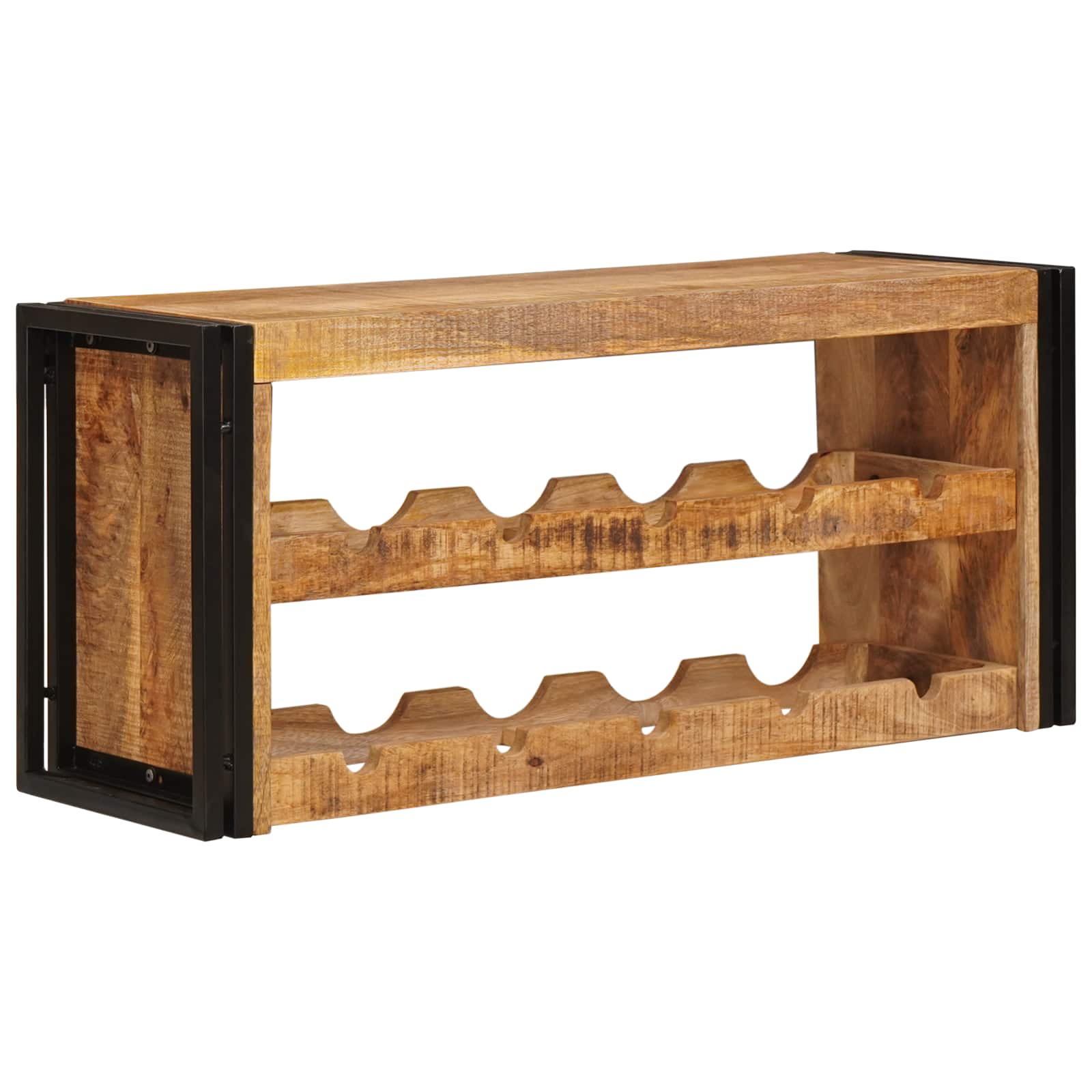 vidaXL Wine Rack Brown 100 x 45 x 33 cm Solid Rough Mango Wood 2