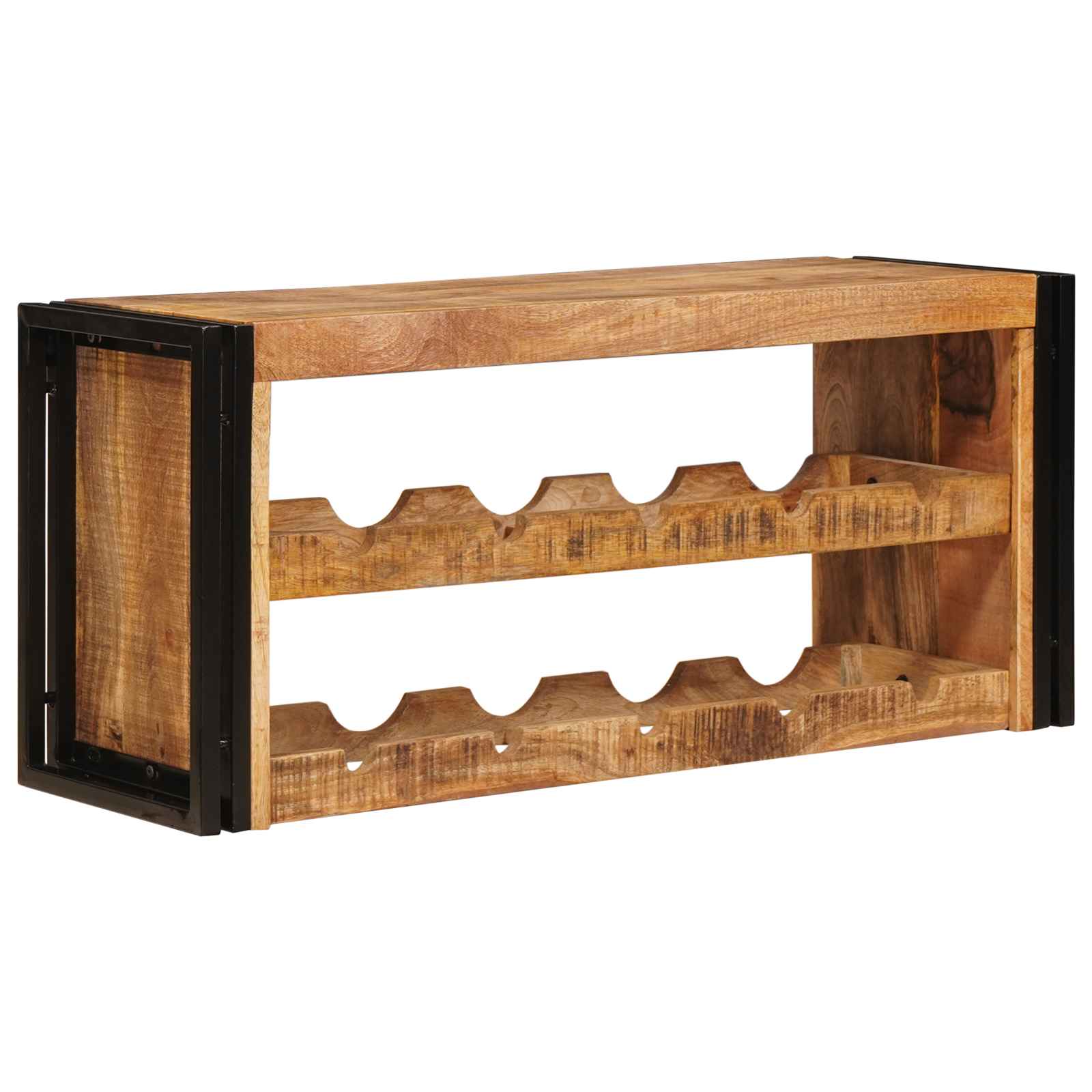 vidaXL Wine Rack Brown 100 x 45 x 33 cm Solid Rough Mango Wood 3