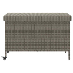 vidaXL Garden Storage Box with Wheels Grey 110x55x73 cm Poly Rattan 4