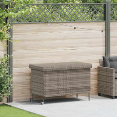vidaXL Garden Storage Box with Wheels Grey 110x55x73 cm Poly Rattan 1