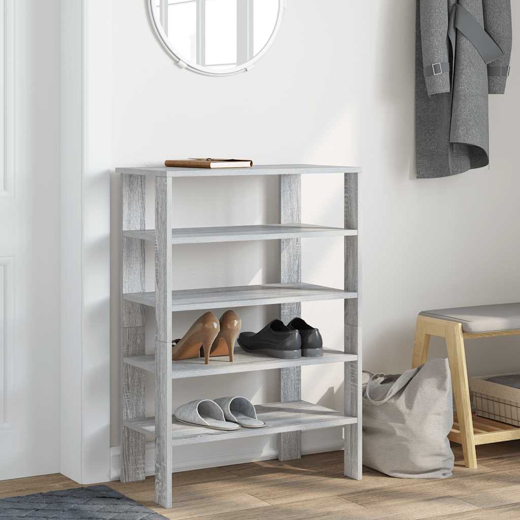 vidaXL Shoe Rack Grey Sonoma 61x32x87.5 cm Engineered Wood 3