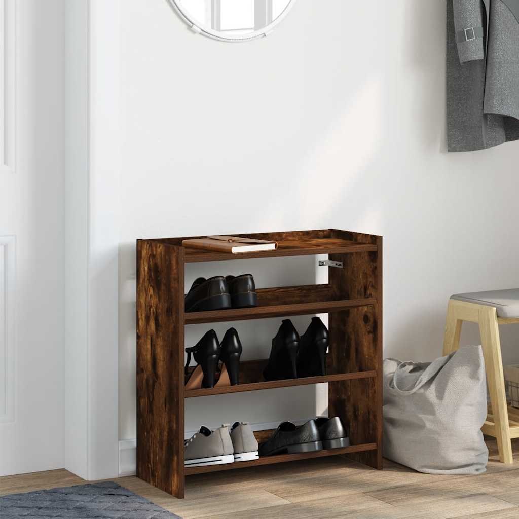 Shoe Rack 60x25x62 cm Engineered Wood Width 60 cm Height 62 cm Smoked oak