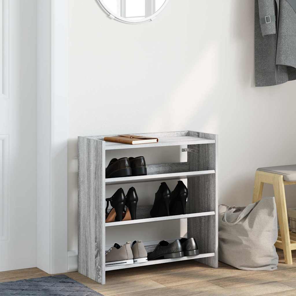 vidaXL Shoe Rack Grey Sonoma 60x25x62 cm Engineered Wood 3