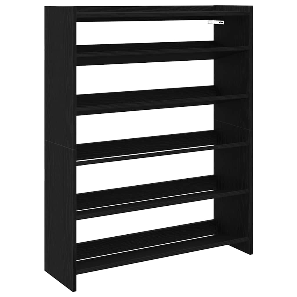 vidaXL Shoe Rack Black 80x25x100 cm Engineered Wood 2
